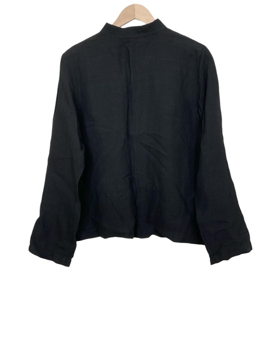 Eileen Fisher Black Linen Mandarin Jacket Size Medium - Picture 3 of 5